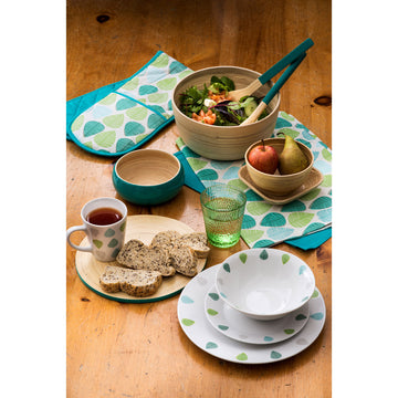 Set of 3 100% Cotton Assorted Green Leaf Tea Towels