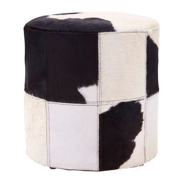 Harlington Townhouse Black & White Genuine Cowhide Ottoman