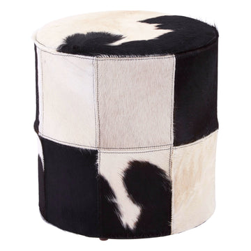 Harlington Townhouse Black & White Genuine Cowhide Ottoman