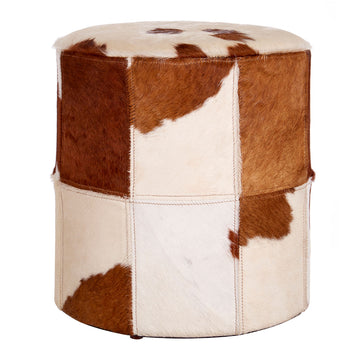 Harlington Townhouse Brown & White Genuine Cowhide Ottoman
