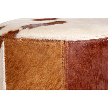 Harlington Townhouse Brown & White Genuine Cowhide Ottoman