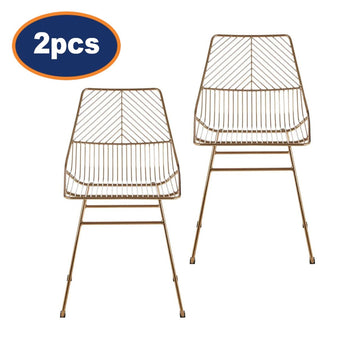 2Pcs Zonis Small Gold Finish Metal Wire Chairs
