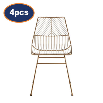 4Pcs Zonis Small Gold Finish Metal Wire Chairs