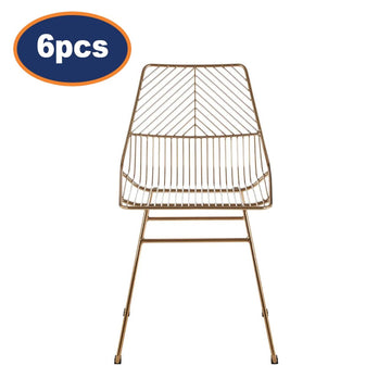6Pcs Zonis Small Gold Finish Metal Wire Chairs