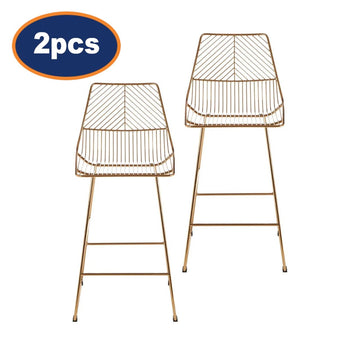 2Pcs Zonis Gold Metal Wire Tapered Bar Chairs