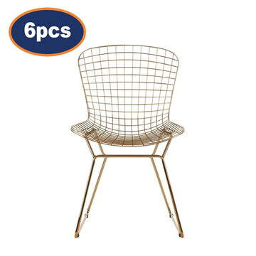 6Pcs Zonis Gold Metal Wire Grid Frame Chairs