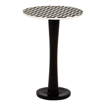 Artinova Black & White Round Wooden Pedestal Table