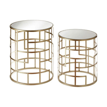 Aventis 2Pc Champagne Frame Tables