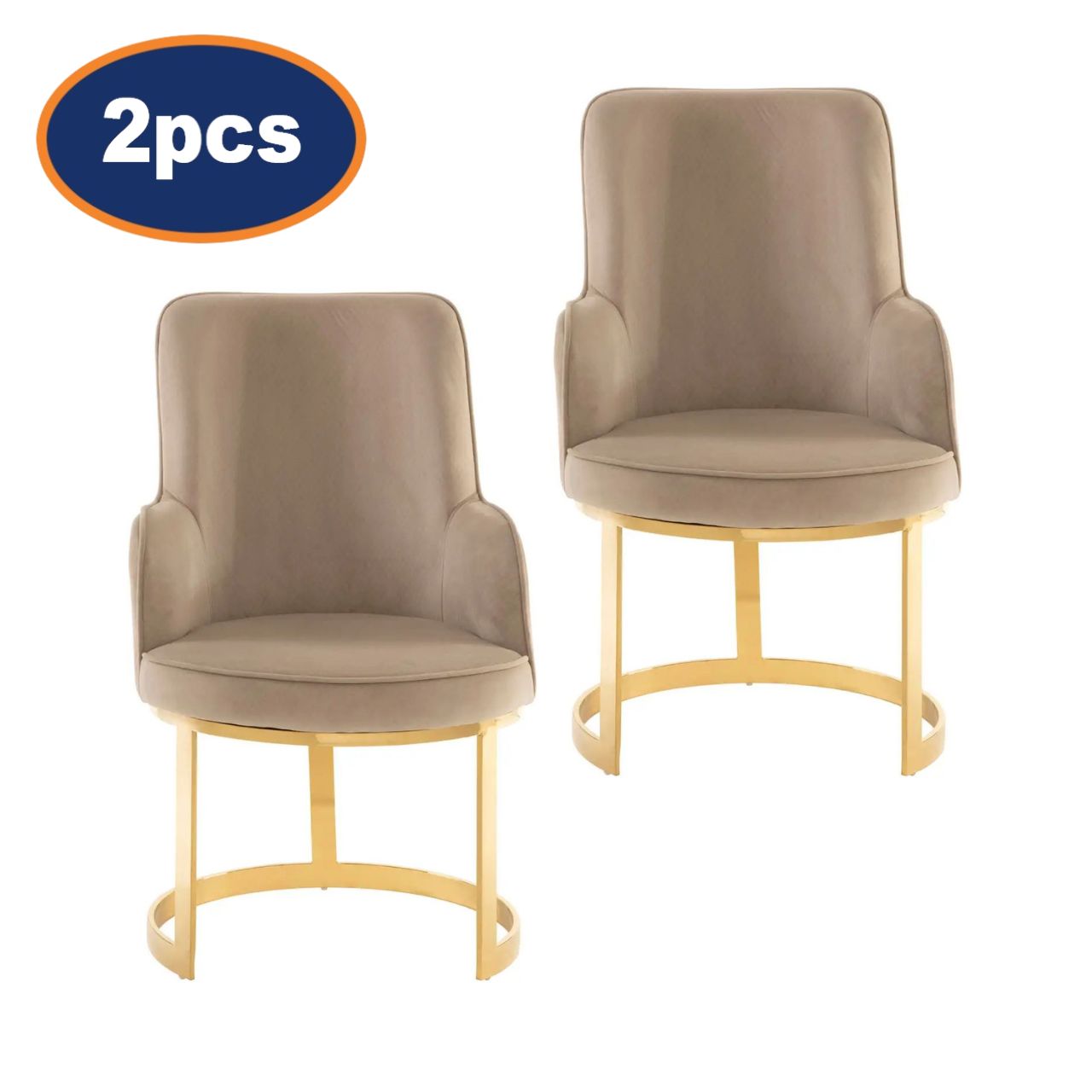 2Pcs Liza Beige Velvet Dining Chairs