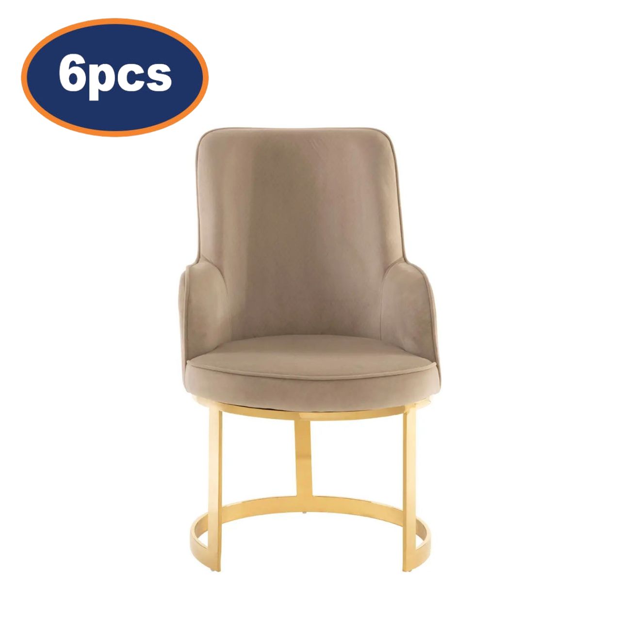 6Pcs Liza Beige Velvet Dining Chairs