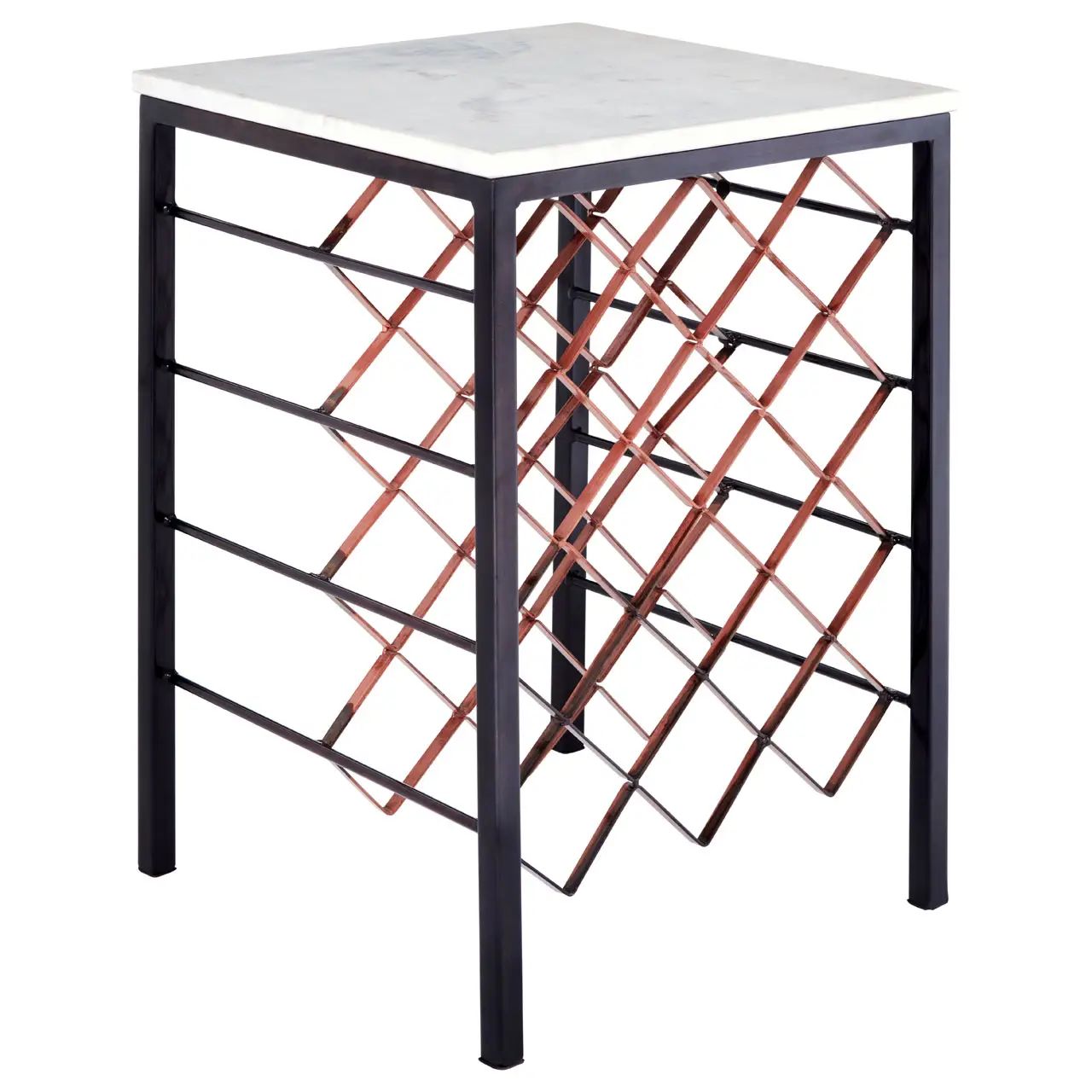 Templix White Marble & Iron Wine Rack Table