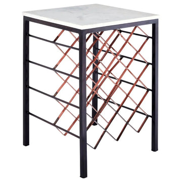 Templix White Marble & Iron Wine Rack Table