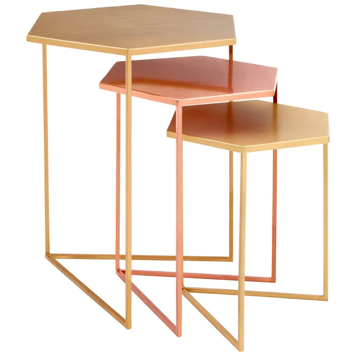 Templix 3Pcs Bronze Hexagonal Iron Side Tables