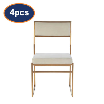 4Pcs Dian Gold & White Dining Chairs