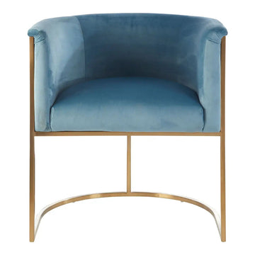 Dias Blue Velvet & Gold Finish Chair