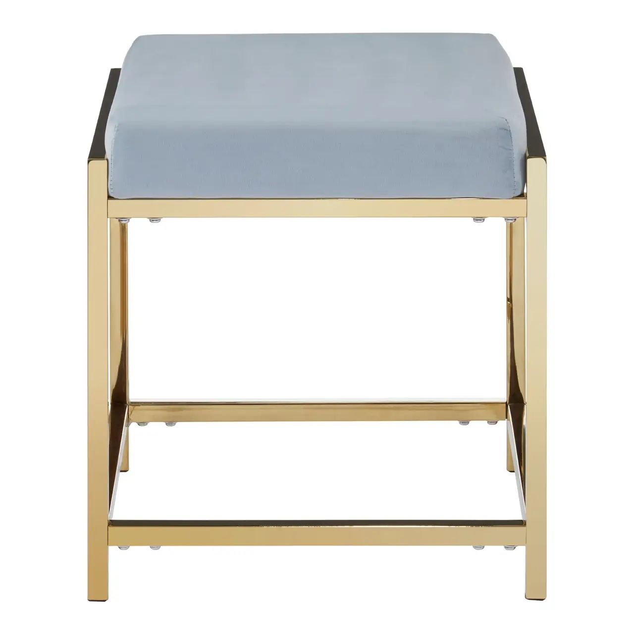 Mesmera Gold & Powder Blue Velvet Stool