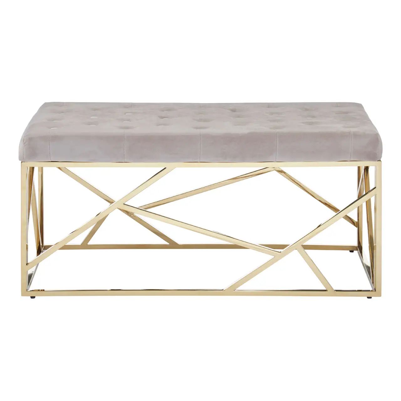 Mesmera Gold & Mink Velvet Geometric Bench