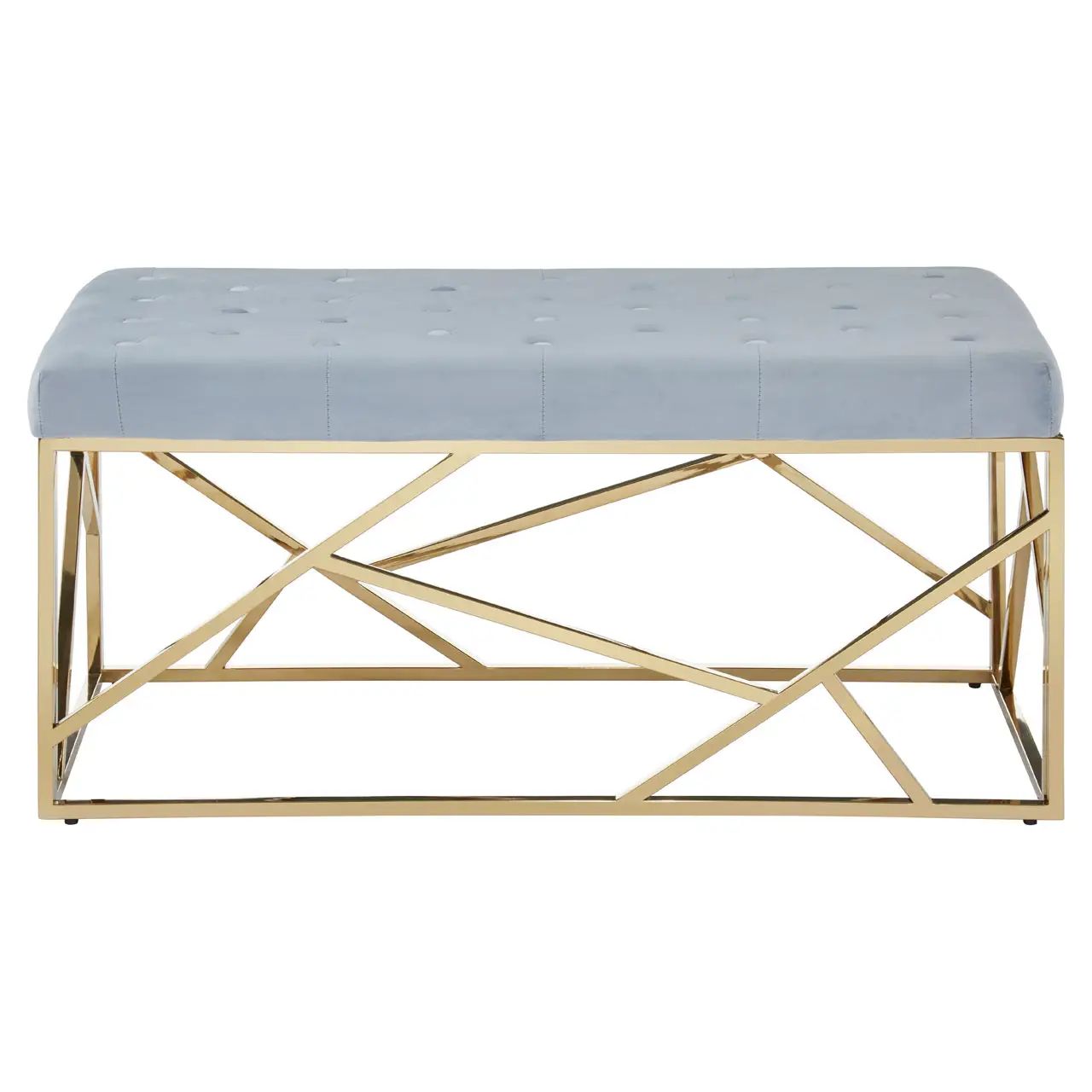 Mesmera Gold & Powder Blue Velvet Bench