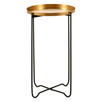 Templix Gold Finish Top Round Side Table