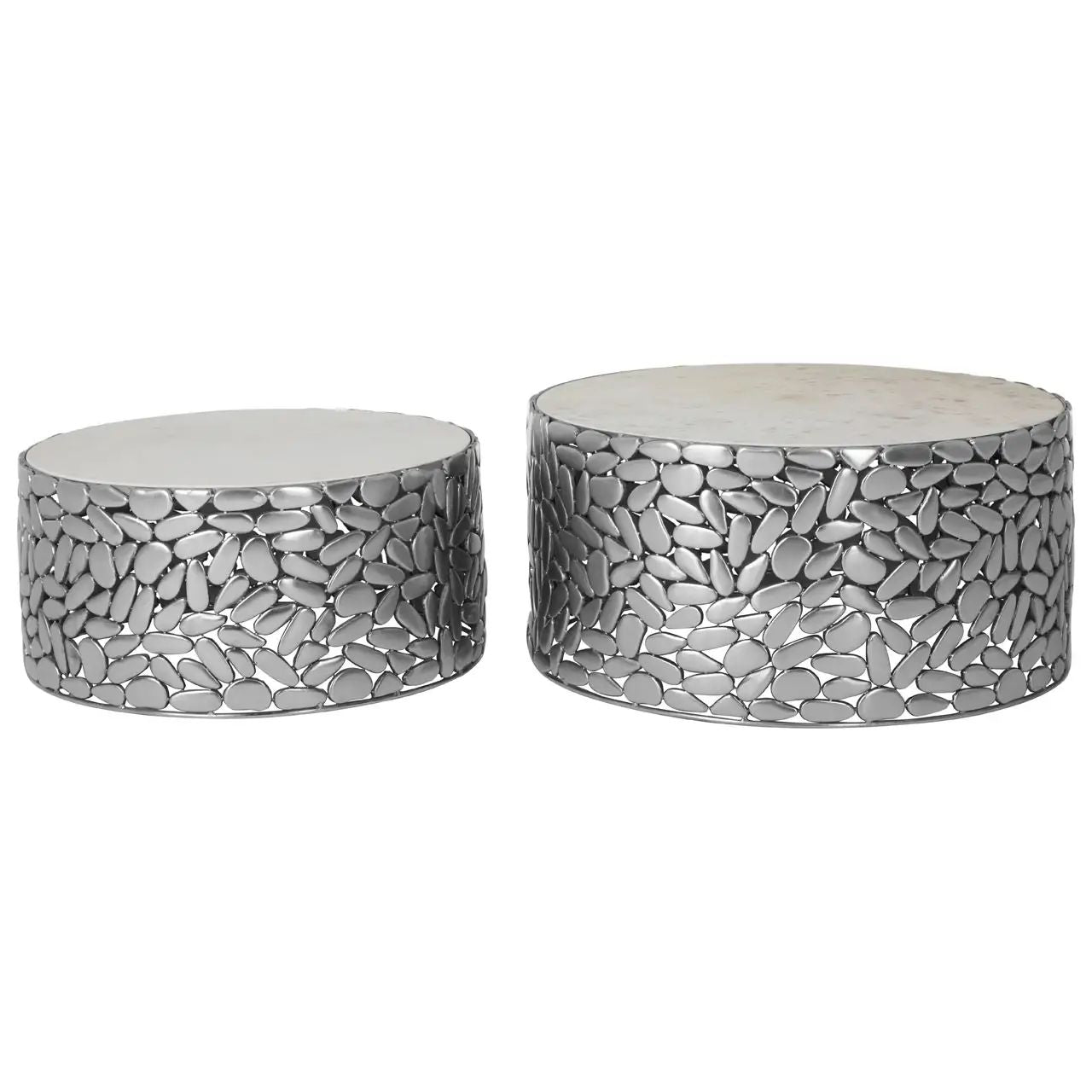 Templix 2Pcs Antique Pewter Iron Side Tables