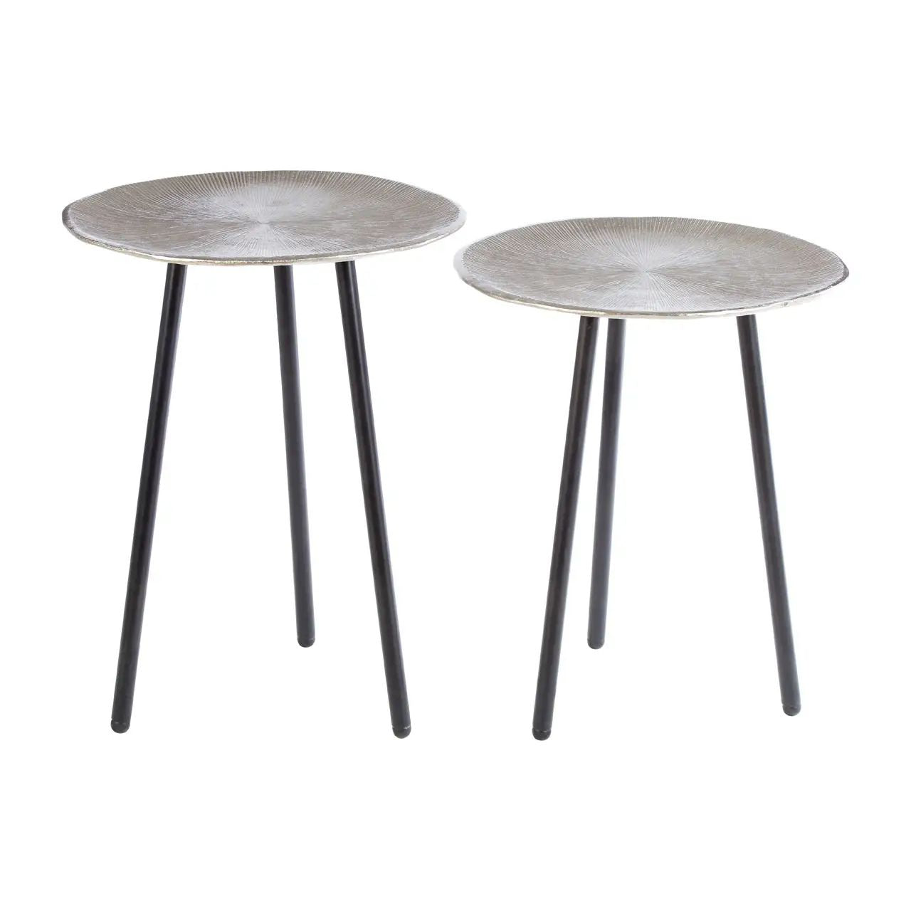 Templix 2Pcs Nickel Finish Aluminium Side Tables