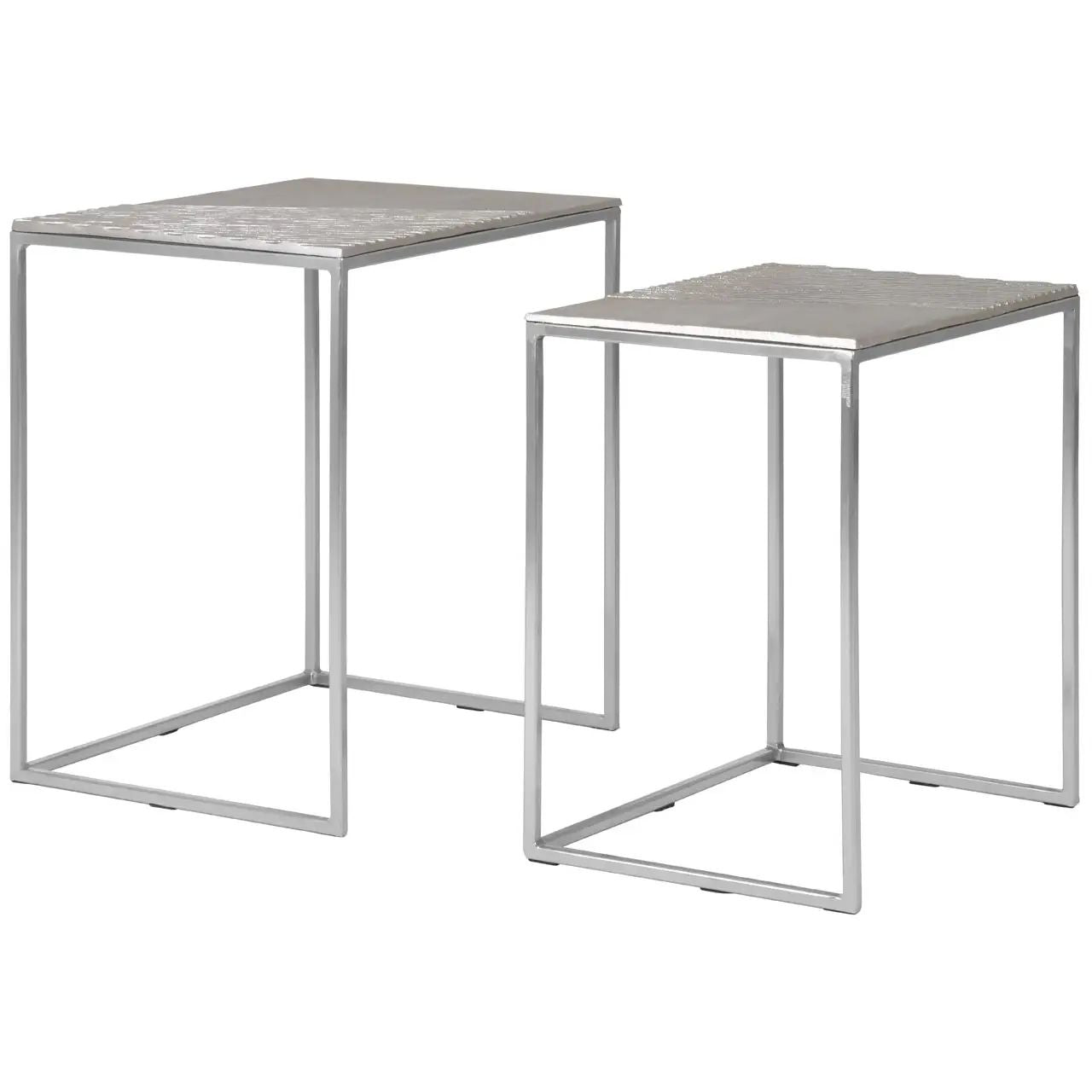 Templix 2Pcs Silver Rectangular Aluminium Side Tables