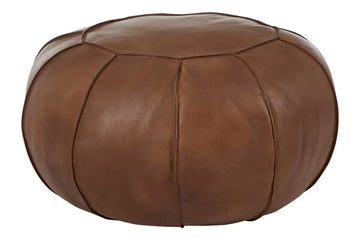 Bison Brown Leather Pouffe