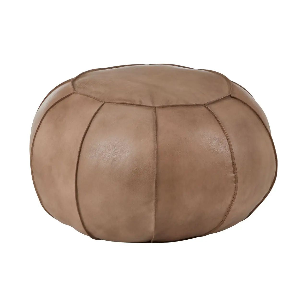 Bison Grey Leather Pouffe