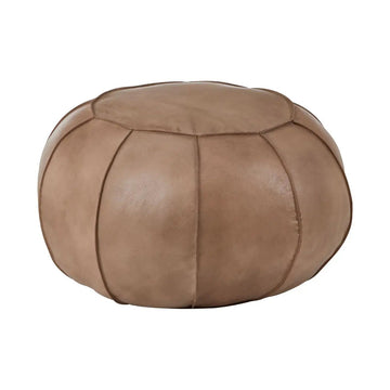 Bison Grey Leather Pouffe
