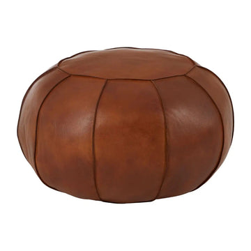 Bison Tan Leather Pouffe