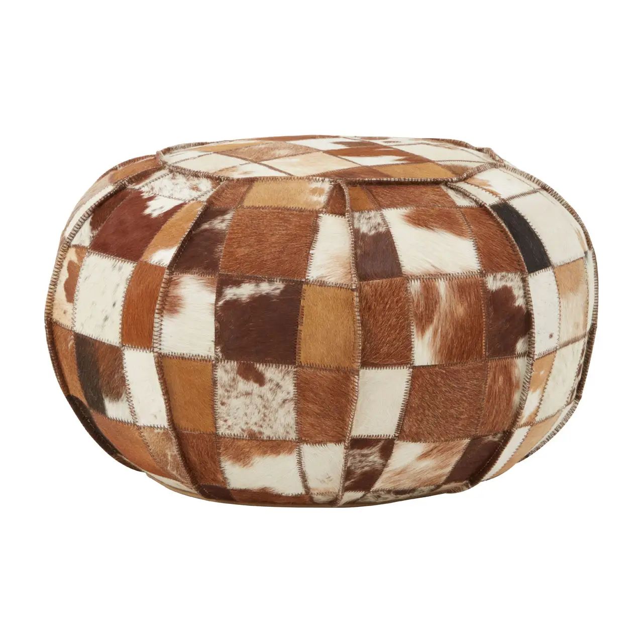 Bison Multicoloured Leather Pouffe