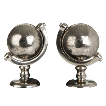 Harlington Townhouse Silver Globe Wooden Bookends