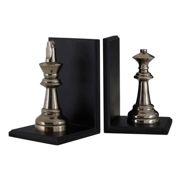 Harlington Townhouse Aluminium King & Queen Wooden Bookends