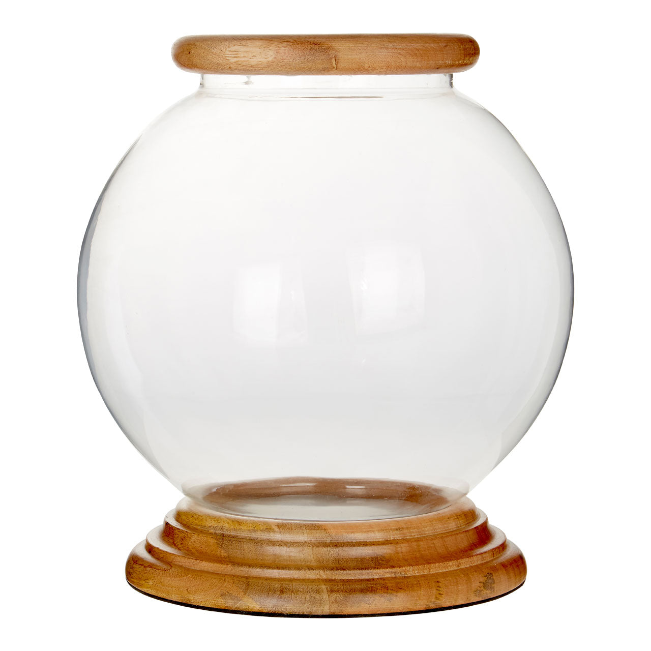 Verdant Small Glass Globe Wooden Base Candle Holder