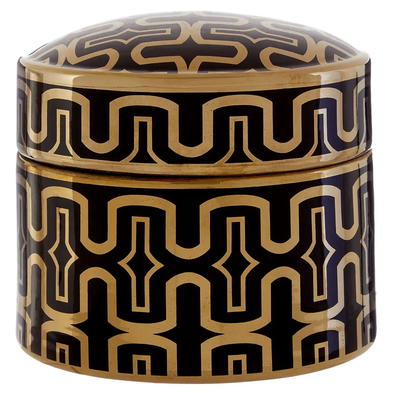 Tamela Large Black & Gold Arabesque Design Ceramic Box