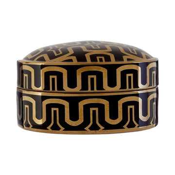 Tamela Small Black & Gold Arabesque Design Ceramic Box