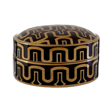 Tamela Small Black & Gold Arabesque Design Ceramic Box