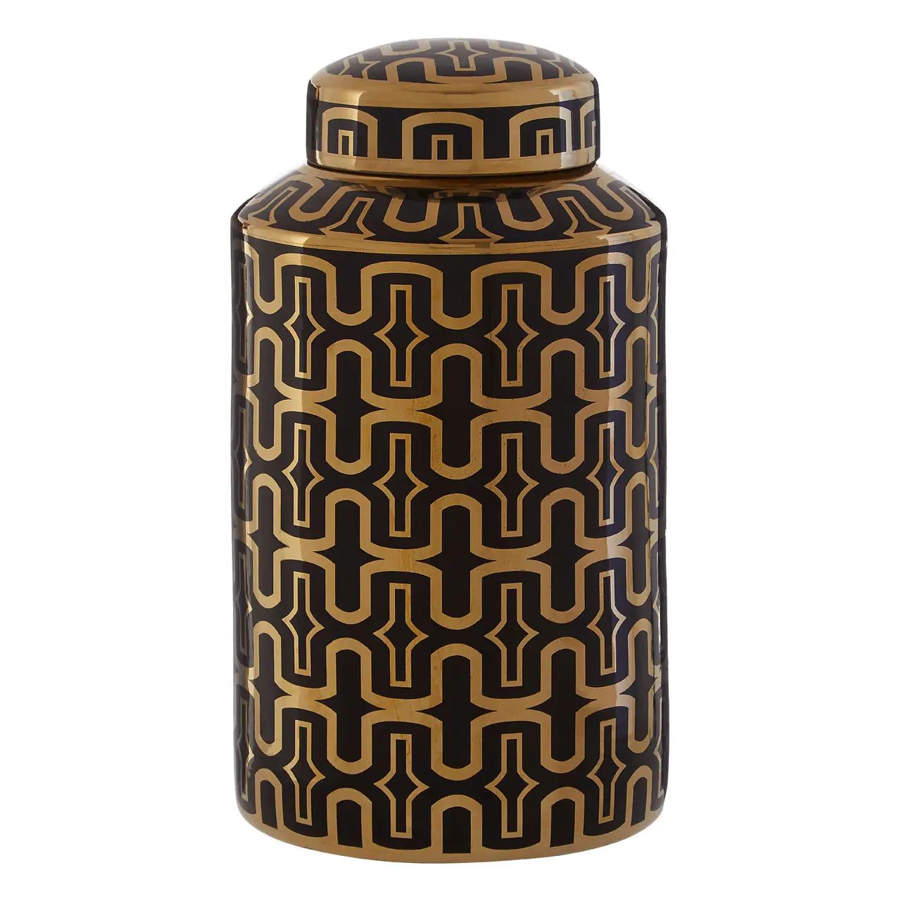 Tamela Small Black & Gold Arabesque Ceramic Ginger Jar