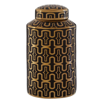 Tamela Large Black & Gold Arabesque Ceramic Ginger Jar