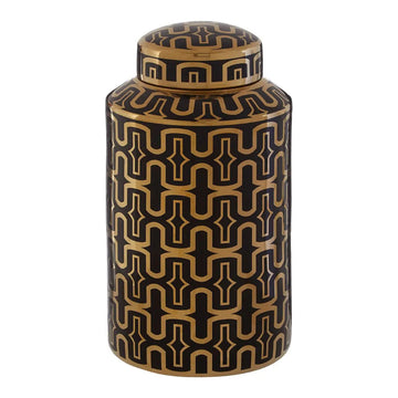 Tamela Large Black & Gold Arabesque Ceramic Ginger Jar