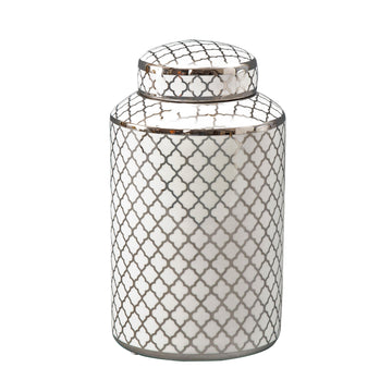 Renia Small White Silver Ceramic Ginger Jar
