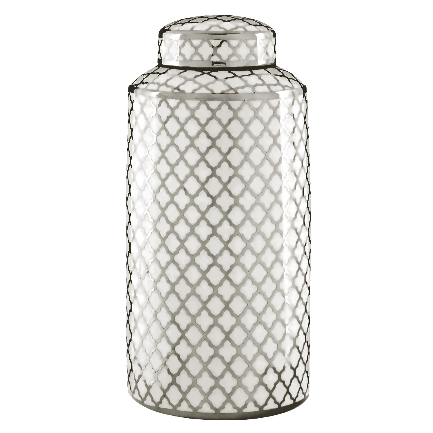 Renia Large White Silver Ceramic Ginger Jar