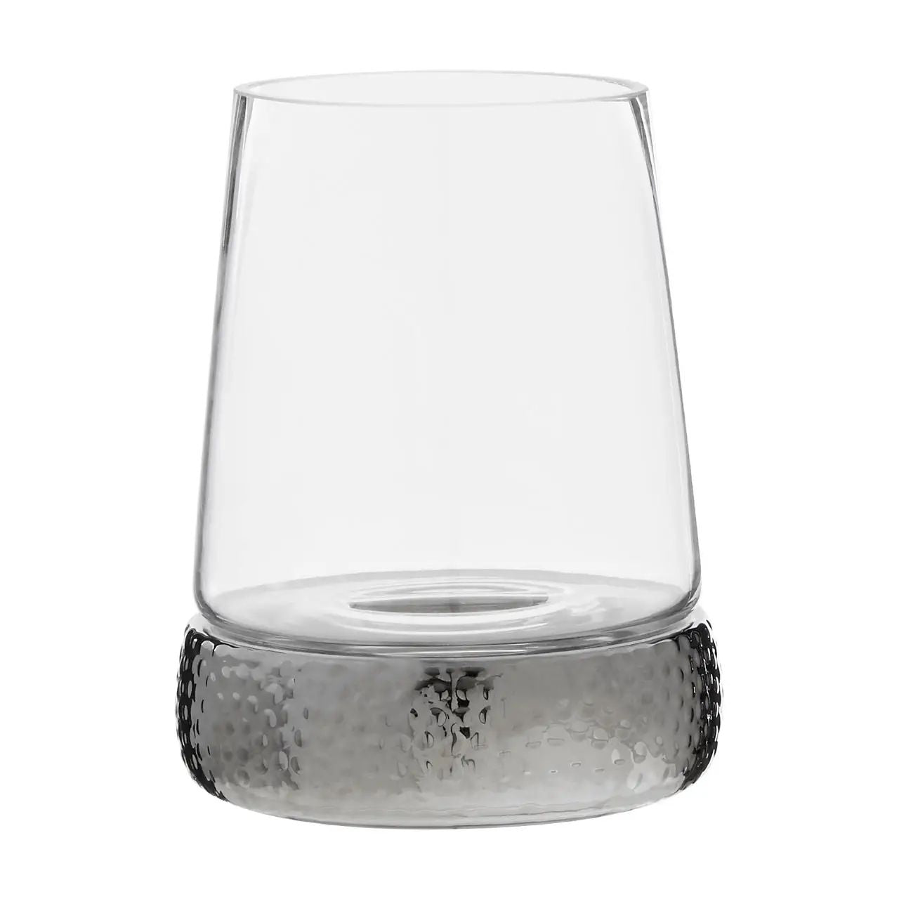 Hartele Small Clear Glass & Nickel Finish Base Candle Holder