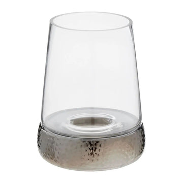 Hartele Small Clear Glass & Nickel Finish Base Candle Holder