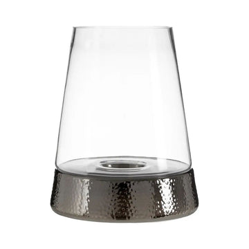 Hartele Large Clear Glass & Nickel Finish Base Candle Holder