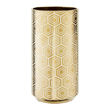 Hexan Gold Cylindrical Ceramic Vase