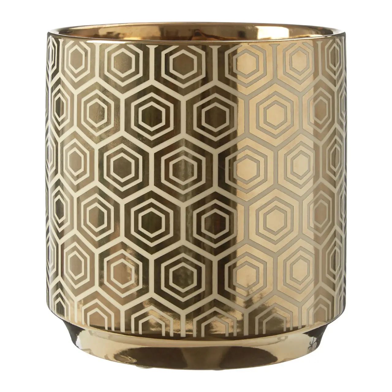 Hexan Small Gold Ceramic Decorative Planter