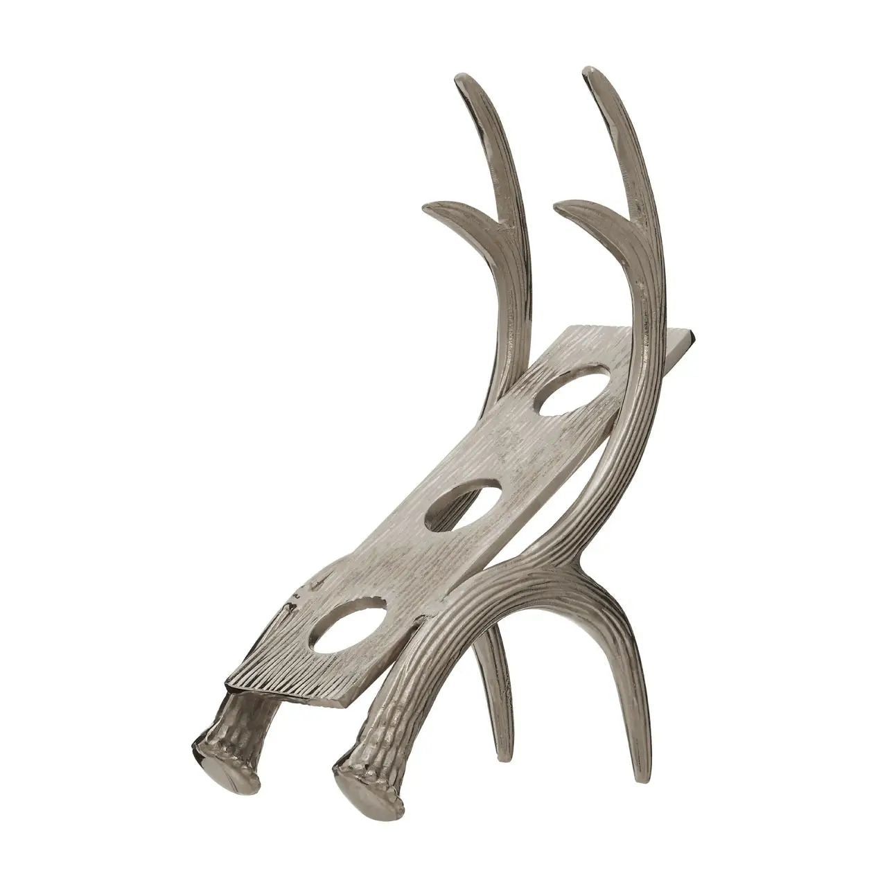 Hadria Silver Metal Antler 3 Bottle Wine Rack