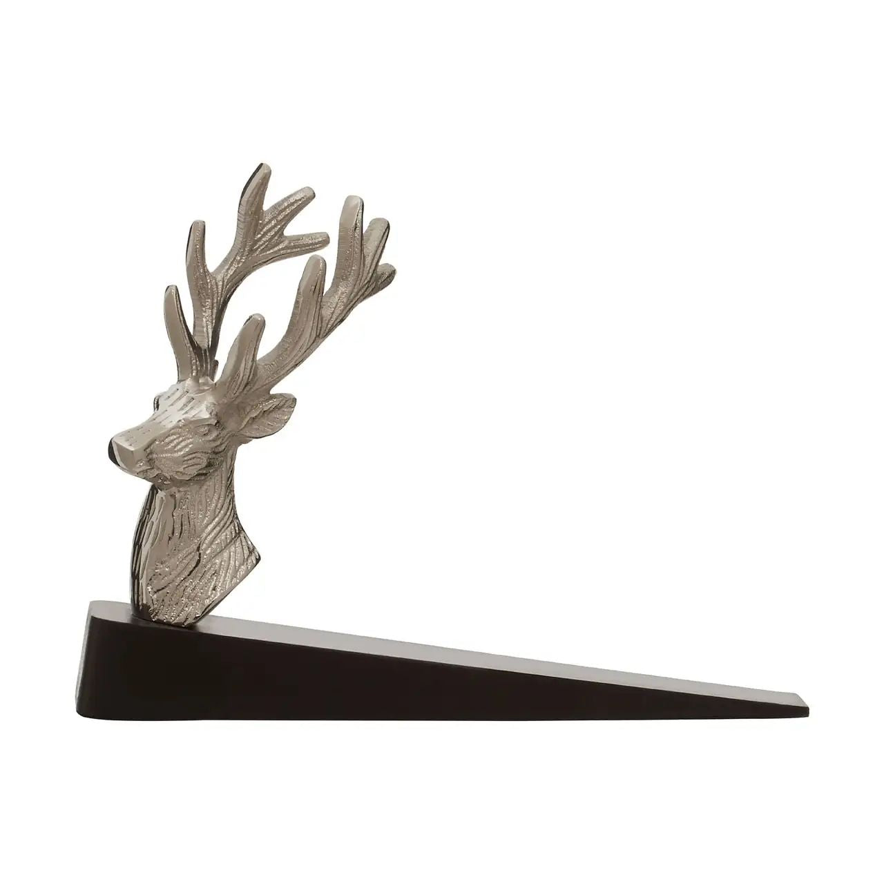 Buck Nickel Finish Black Wooden Base Door Stopper