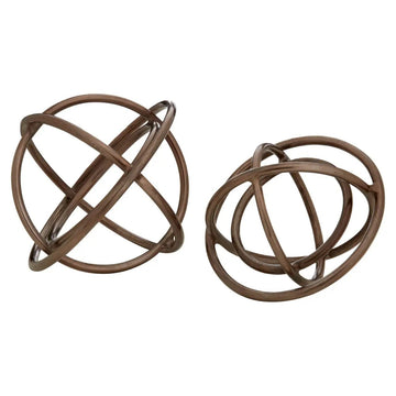 Nerus Aluminium Rough Bronze Orb Sculptures